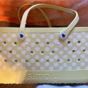 Simply Southern Yellow Tote with Blue Turtle Design. Beach bag or storage